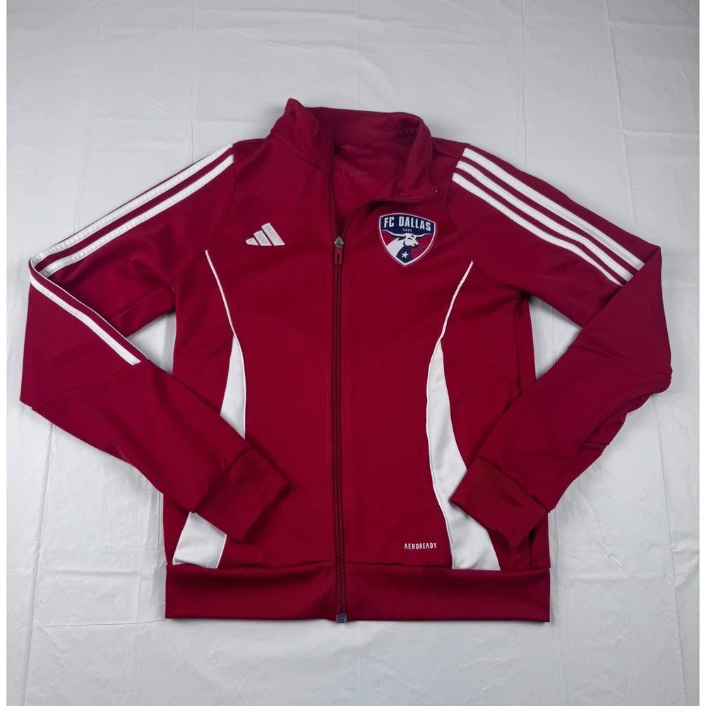 Adidas FC Dallas MLS Soccer Track Jacket Red White AEROREADY Mens Small
